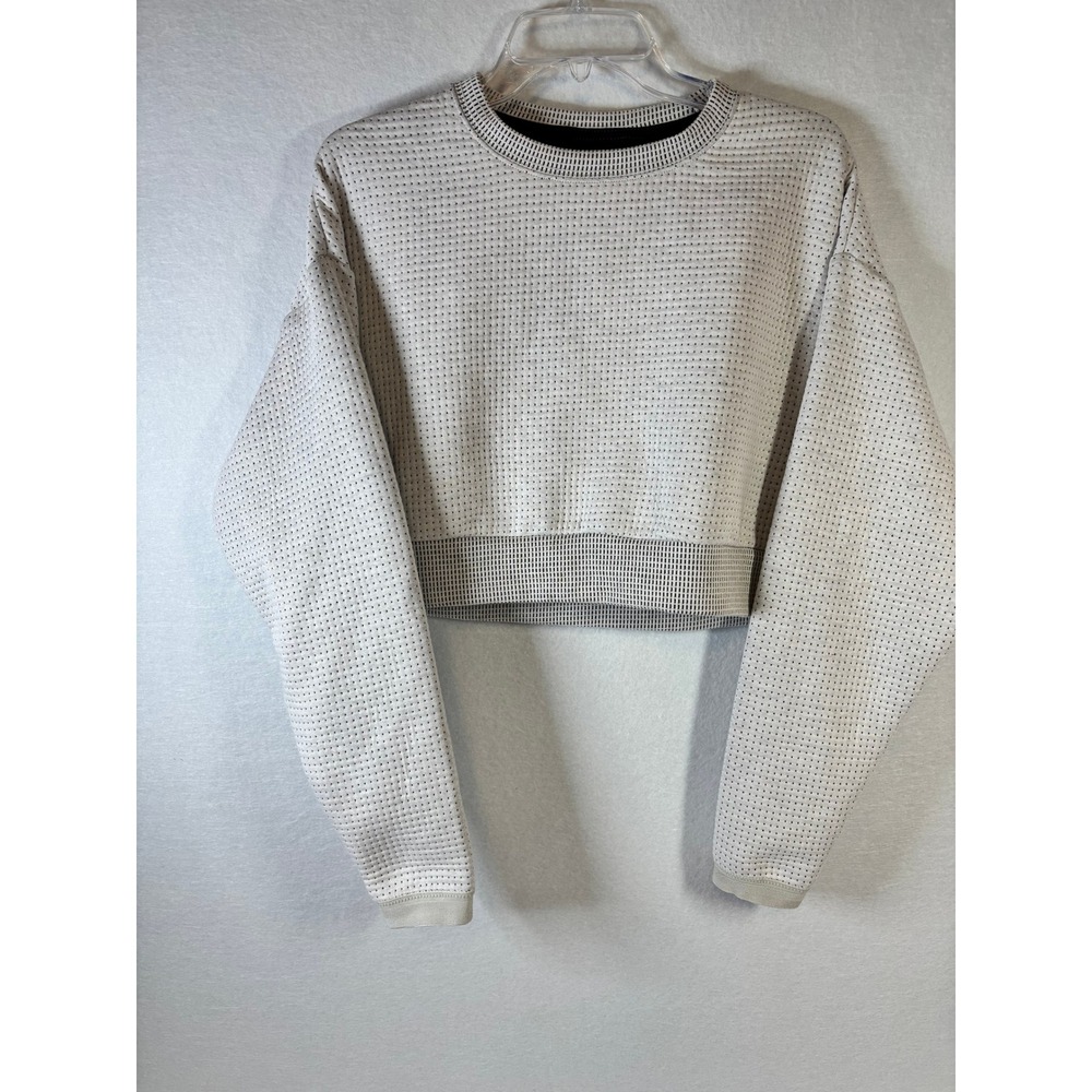 Nike Tech Pack Womens XS Crop Sweatshirt Perforated Knit Grey Long Sleeve Top